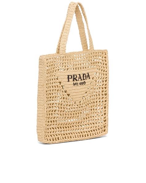 prada denim tote|prada raffia tote small.